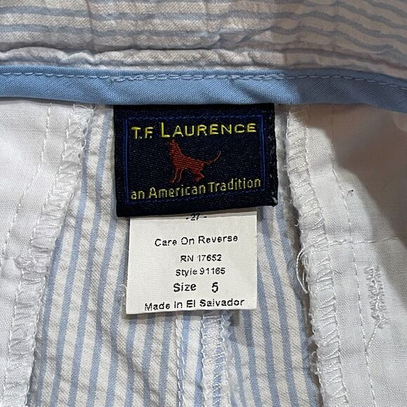 Preppy Seersucker Shorts by TF Laurence Size 5 Sharks Embroidered READ DESCRIPT - Picture 10 of 11
